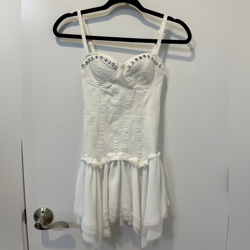 Dolls Kill White Studded Chiffon Dress Generation Kiss